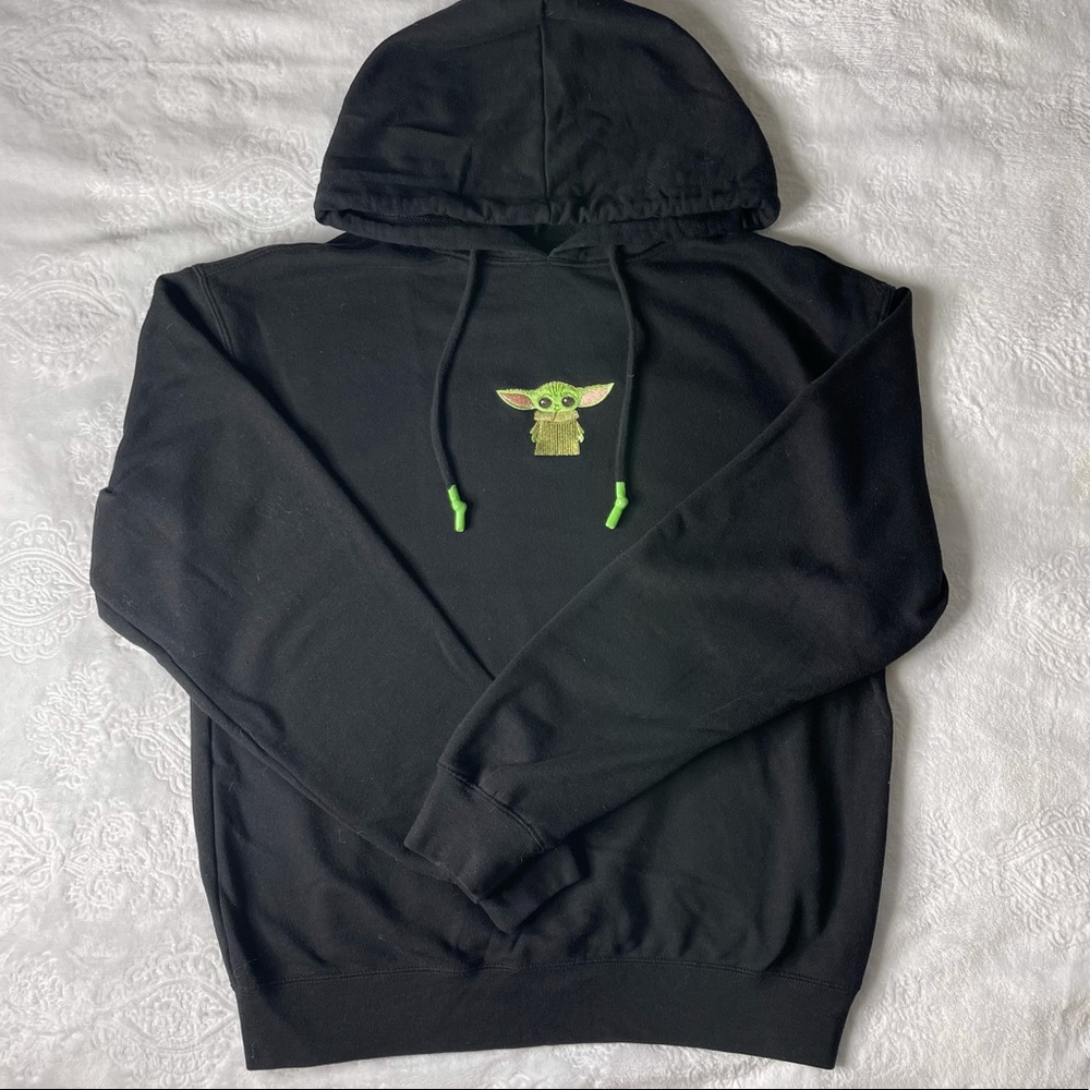Women’s Embroidered Baby Yoda Hooded Sweatshirt